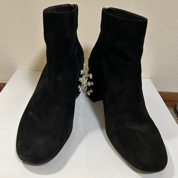 Stuart Weitzman Designer Pearl Black Suede Bacari Boots Size 8.5 - Picture 2 of 7